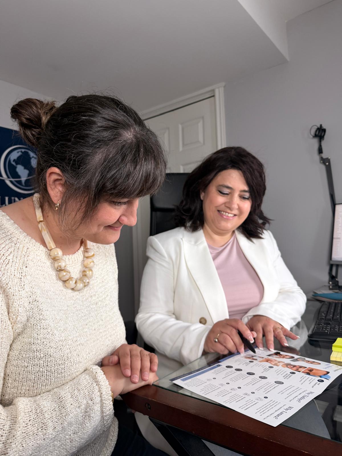 Lunara Medical Travel consultation — reviewing treatment options with a client